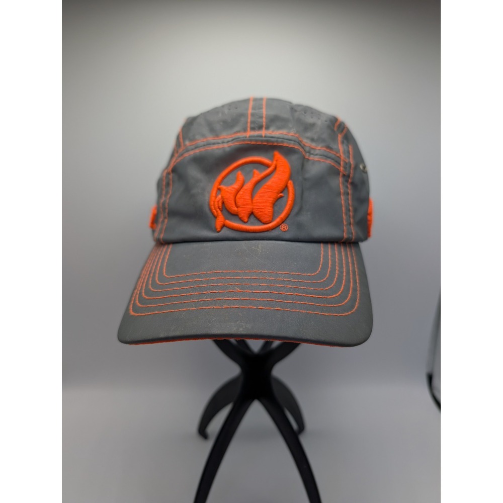 Gasolina Reflective Grey Orange 5 Panel Performance Hat Adjustable Running Cap